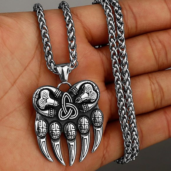 Stainless Steel Band Rune Unisex Pendant Necklace, GP1231134 - Picture 2 of 3